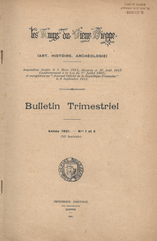 Bulletin des "Amys du Vieux Dieppe" n°XI - année 1921