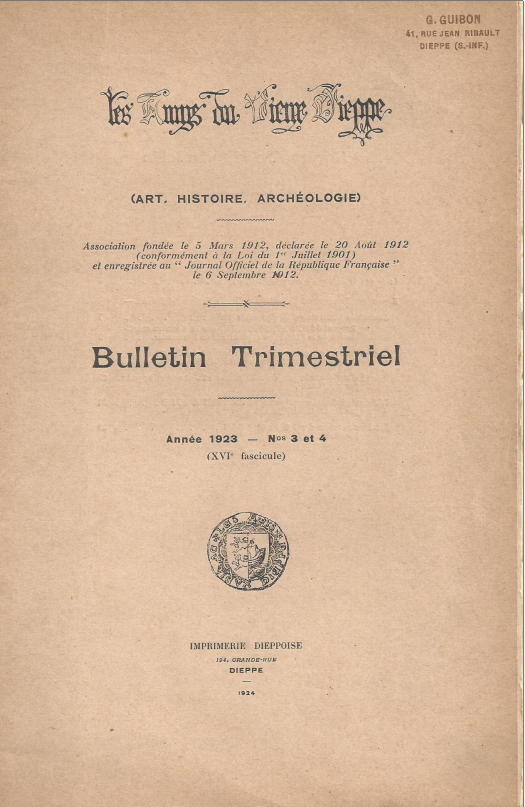 Bulletin des "Amys du Vieux Dieppe" n°XVI - année 1923