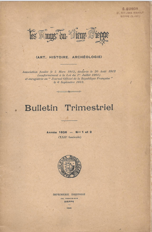 Bulletin des "Amys du Vieux Dieppe" n°XXII - année 1926
