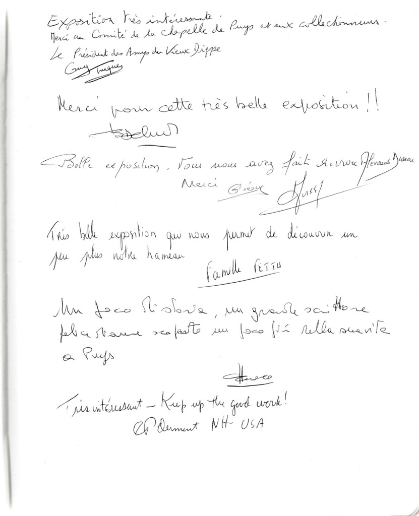 une page du Livre d'Or